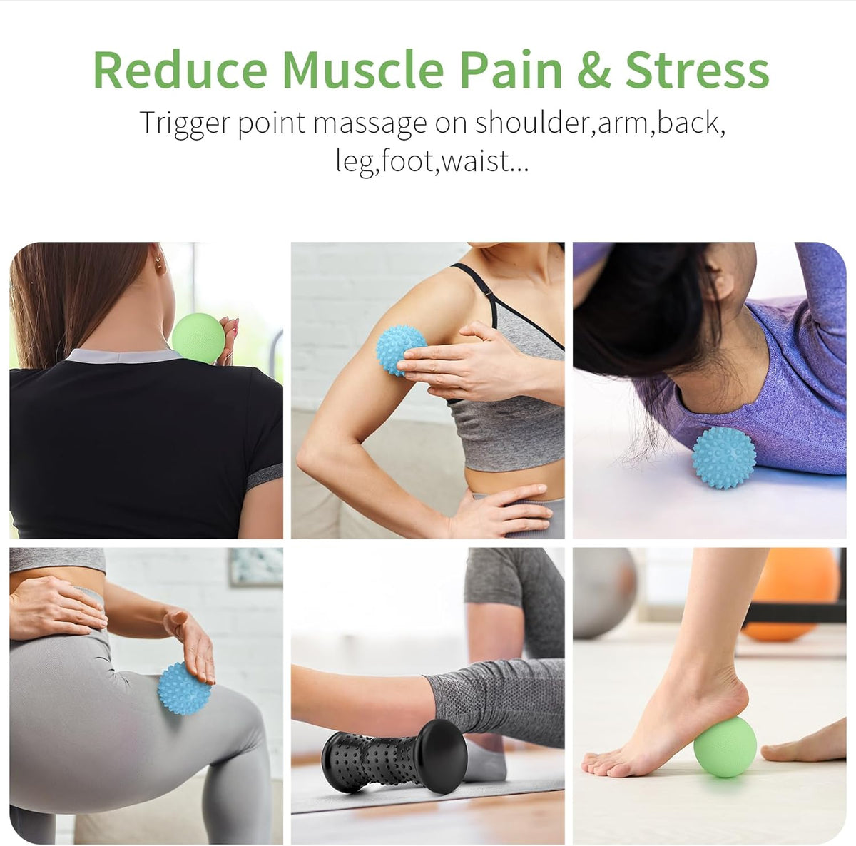 Massage Ball & Foot Roller - 3-in-1 Set with Spiky Ball, Lacrosse Ball, Massage Roller - Plantar Fasciitis Relief and Heel Spur Pain, Trigger Point Therapy for Deep Muscle Massage.