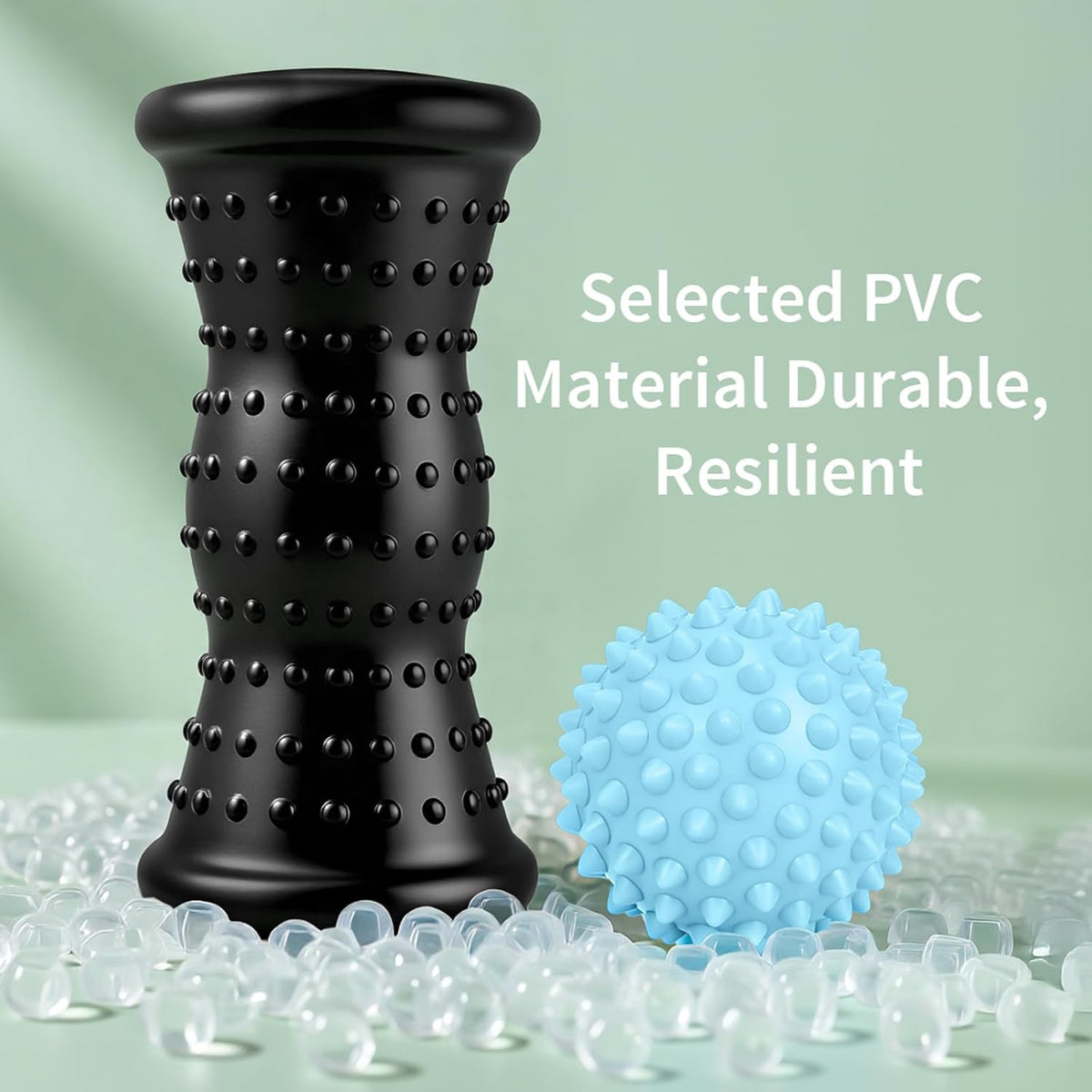 Massage Ball & Foot Roller - 3-in-1 Set with Spiky Ball, Lacrosse Ball, Massage Roller - Plantar Fasciitis Relief and Heel Spur Pain, Trigger Point Therapy for Deep Muscle Massage.