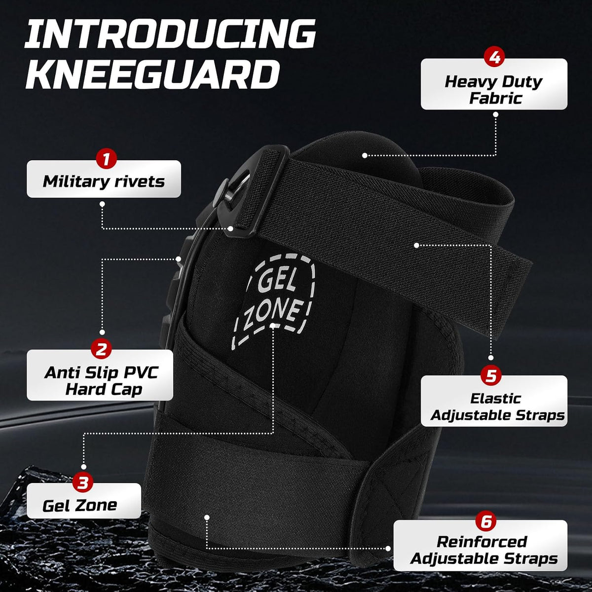 Professional Knee Pads for Work Construction with Heavy Duty Cap Foam Padding Gel Cushion Knee Pads for Men, Comfortable Adjustable Strong Strap, Military Grade Rivet for Flooring Gardening