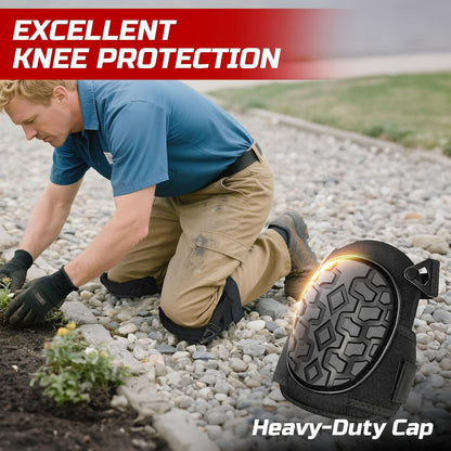 Professional Knee Pads for Work Construction with Heavy Duty Cap Foam Padding Gel Cushion Knee Pads for Men, Comfortable Adjustable Strong Strap, Military Grade Rivet for Flooring Gardening