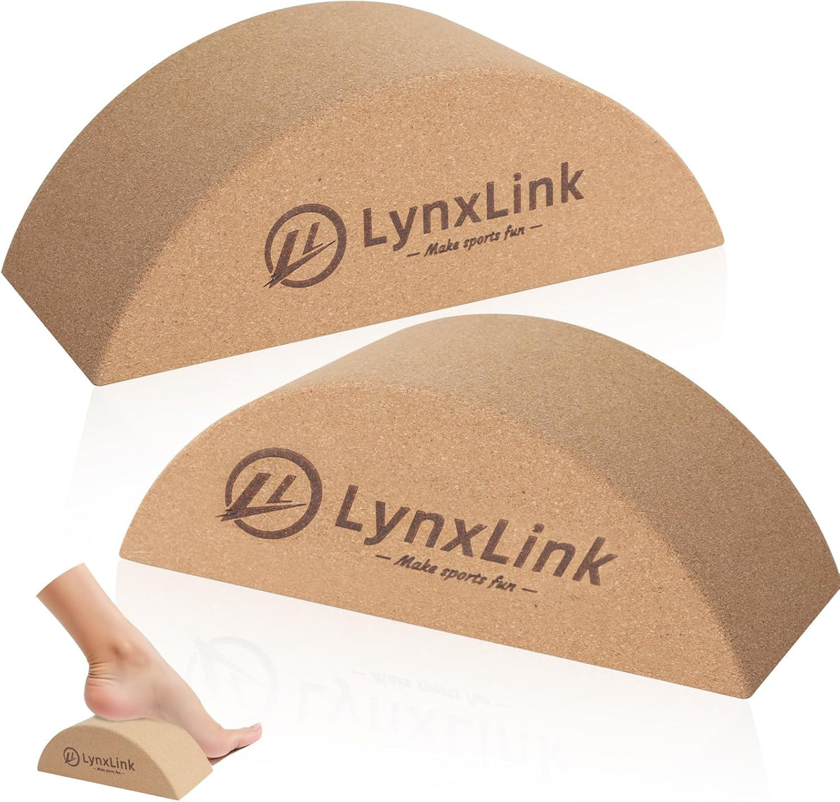 2 Pack Half-Moon Calf Stretcher | Foot Stretcher for Plantar Fasciitis, Cork Yoga Block, Foot & Leg Muscle Stretching - Ideal for Athletes, Yoga Practitioners & Pain Relief