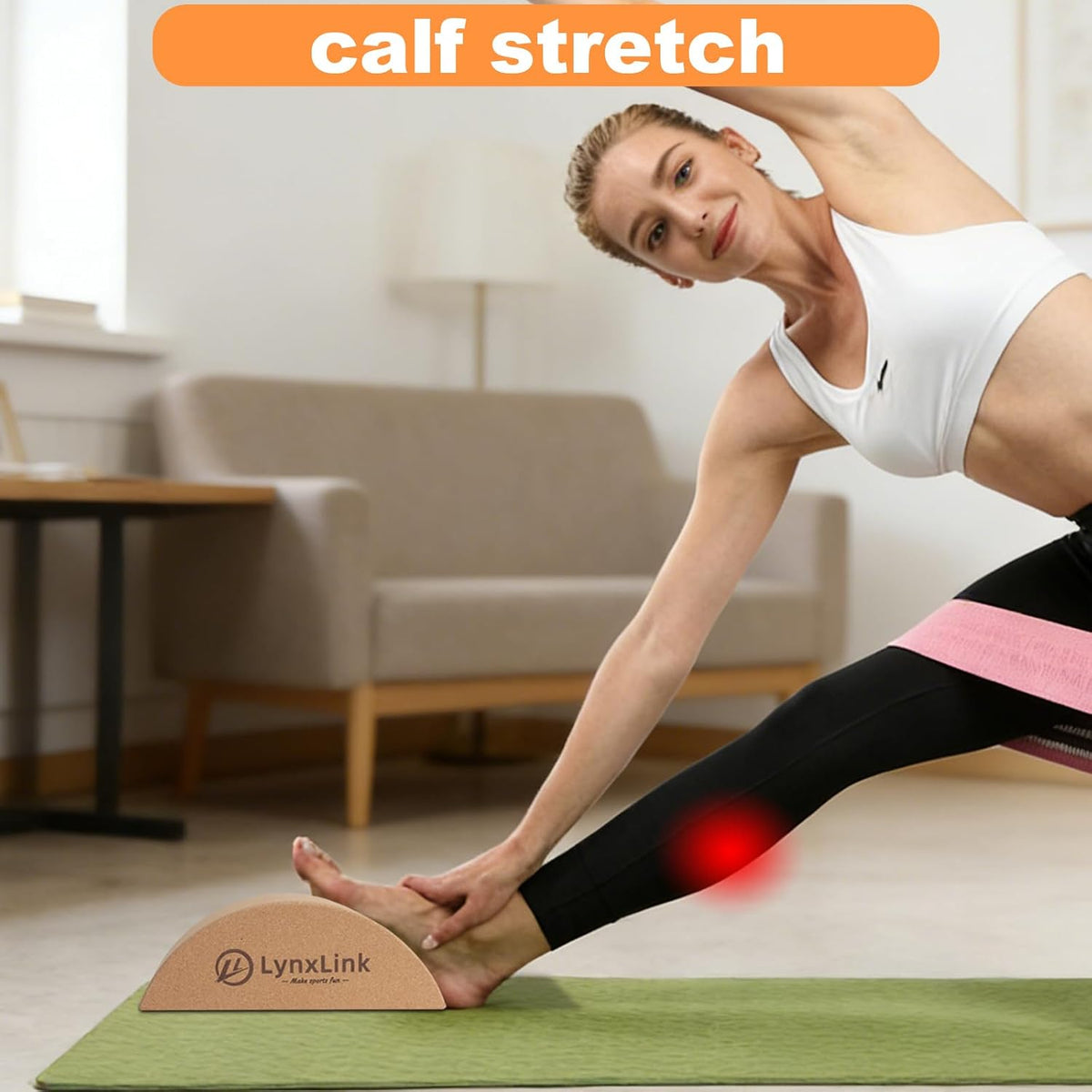 2 Pack Half-Moon Calf Stretcher | Foot Stretcher for Plantar Fasciitis, Cork Yoga Block, Foot & Leg Muscle Stretching - Ideal for Athletes, Yoga Practitioners & Pain Relief
