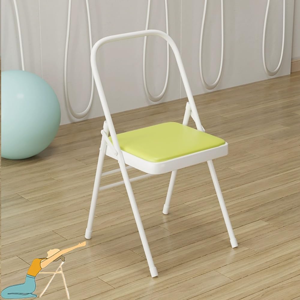 Backless Yoga Chair for Adults Foldable Yoga Auxiliary Chair W/Non-Slip Feet, Metal Folding Handstand Training Tool Chair for Yoga Beginner, Capacity Within 100kg/220lbs(Camel)