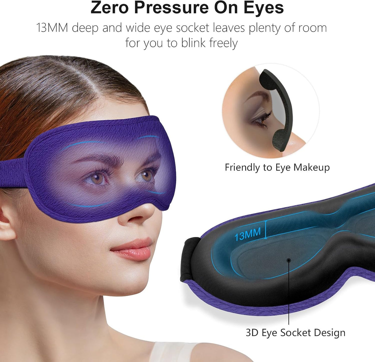 100% Blackout Sleep Eye Mask for Women Men, Zero Pressure Sleep Mask