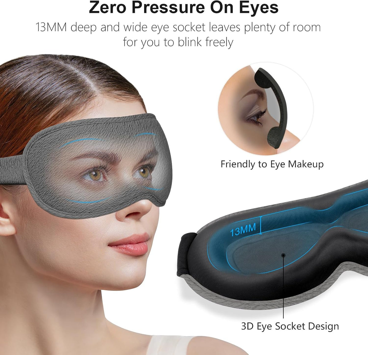 100% Blackout Sleep Eye Mask for Women Men, Zero Pressure Sleep Mask