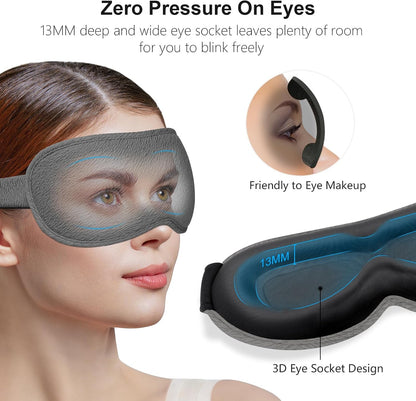 100% Blackout Sleep Eye Mask for Women Men, Zero Pressure Sleep Mask