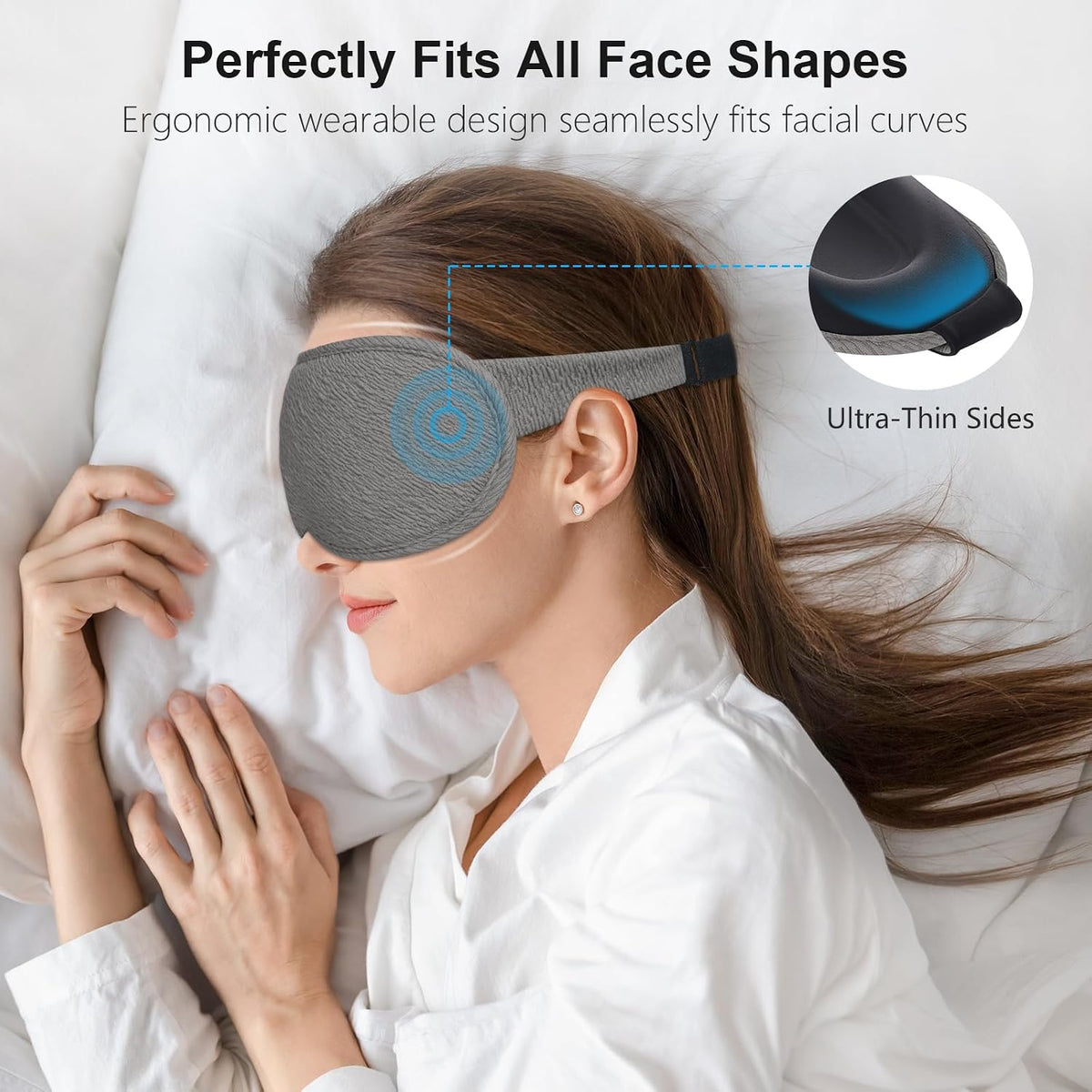100% Blackout Sleep Eye Mask for Women Men, Zero Pressure Sleep Mask