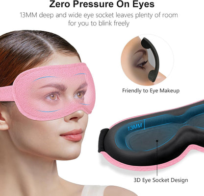 100% Blackout Sleep Eye Mask for Women Men, Zero Pressure Sleep Mask
