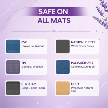 Foaming Yoga Mat Cleaner Spray Kit, Plant Based Non Toxic Mat Cleaner with Brush and Microfiber Cloth, Yoga Essentials for Women and Men, Pilates Mat Care, Lavender