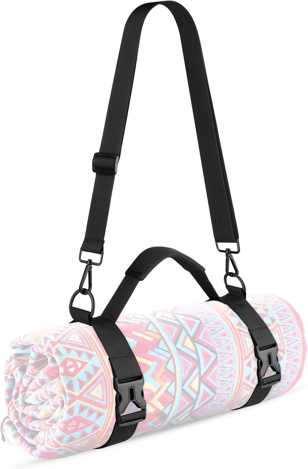 Portable Yoga Mat Strap Mat Sling Picnic Blanket Strap with Adjustable Shoulder Strap & Handle for Festivals Picnics Camping Motorcycle Bedroll Pilates