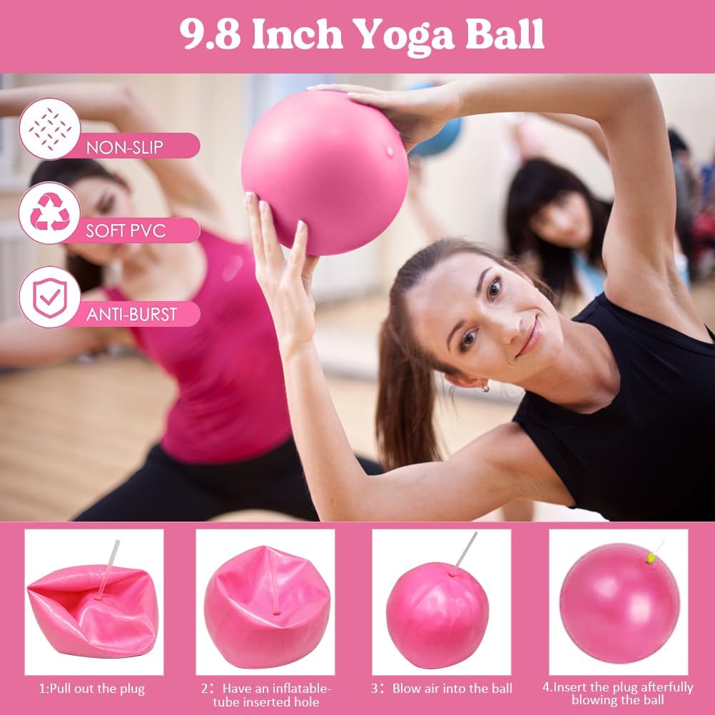 Pilates Ring 13 Piece Set,Pilates Kit for Women Exercise Equipment Accessories Deformation Magic Circle with Padded Handles, Workouts Ball, Guide & Bag, Resistance Bands for Legs Arms and Thighs
