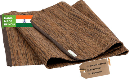 Organic Cotton Yoga Mat - Non Slip Hand-Woven Foldable Yoga Rug Provides Excellent Comfort, Traction & Support - Travel Extra Thick Yoga Mats for Indoor & Outdoor Use - 24 x 72 Inches