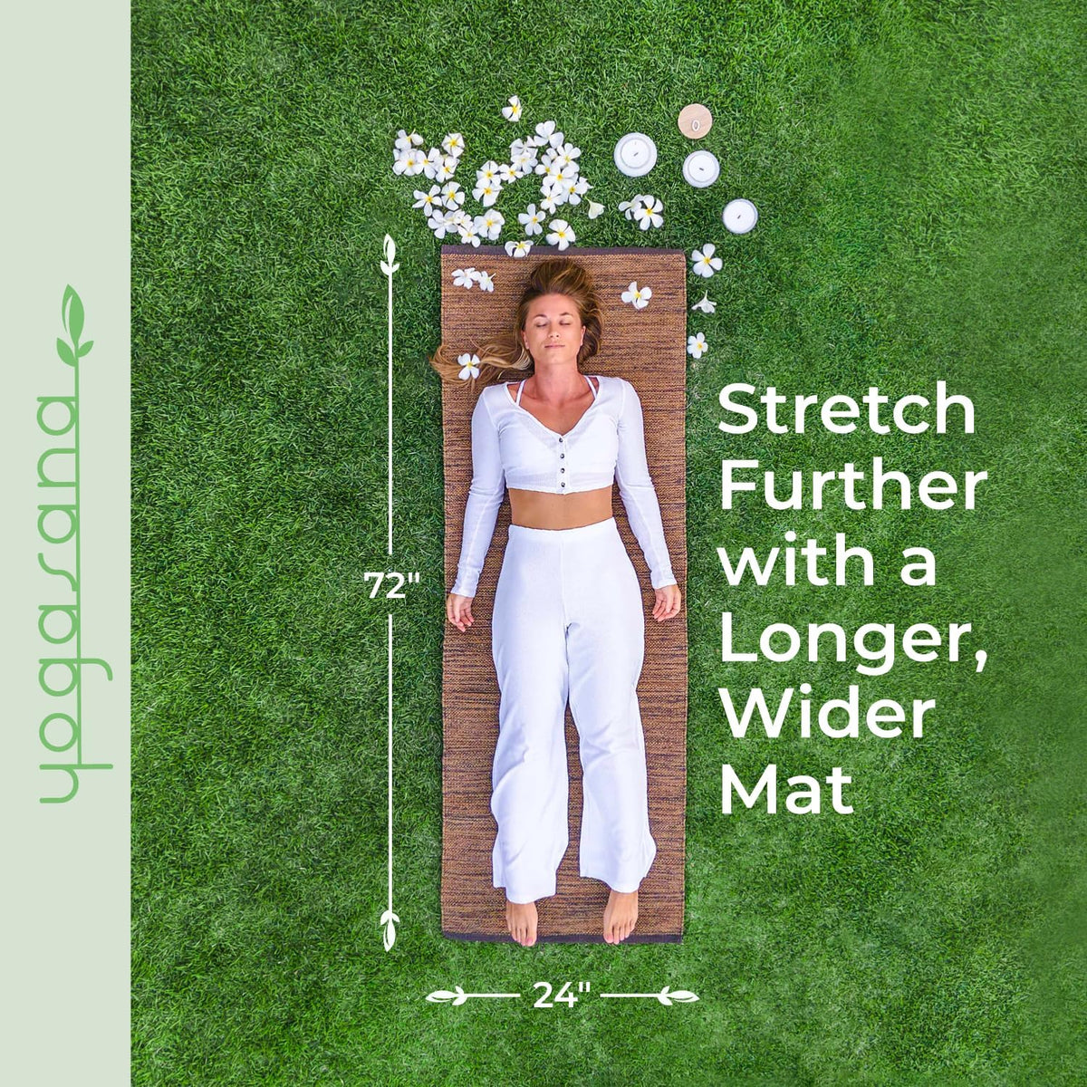 Organic Cotton Yoga Mat - Non Slip Hand-Woven Foldable Yoga Rug Provides Excellent Comfort, Traction & Support - Travel Extra Thick Yoga Mats for Indoor & Outdoor Use - 24 x 72 Inches