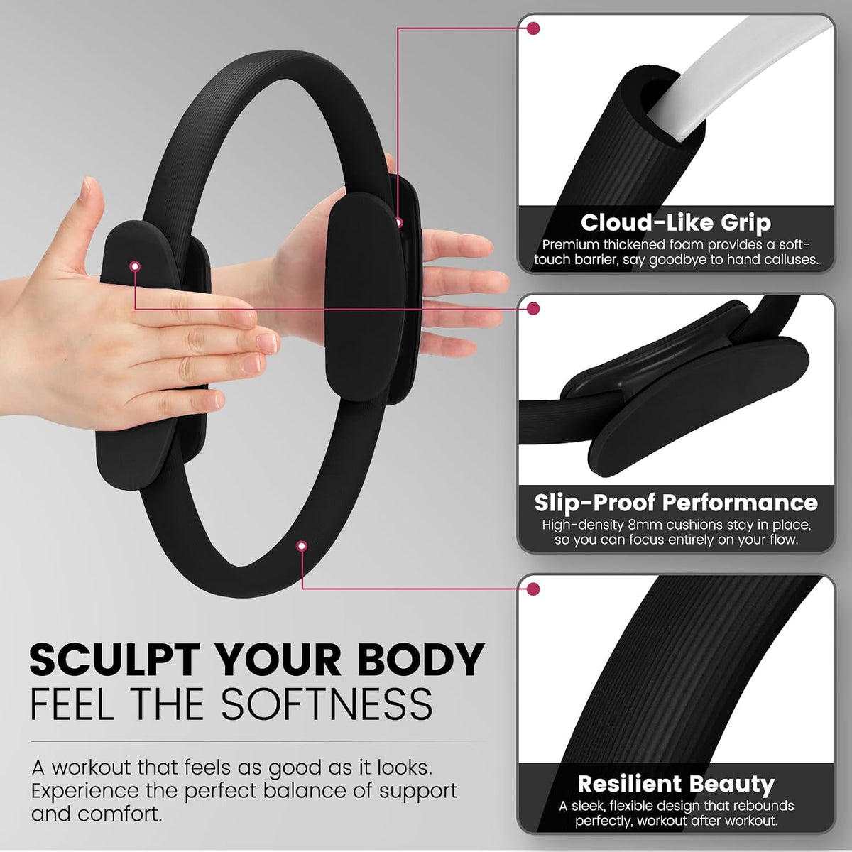 Pilates Kit for Women 13PCS, Pilates Ring Ball Resistance Bands Workout Set