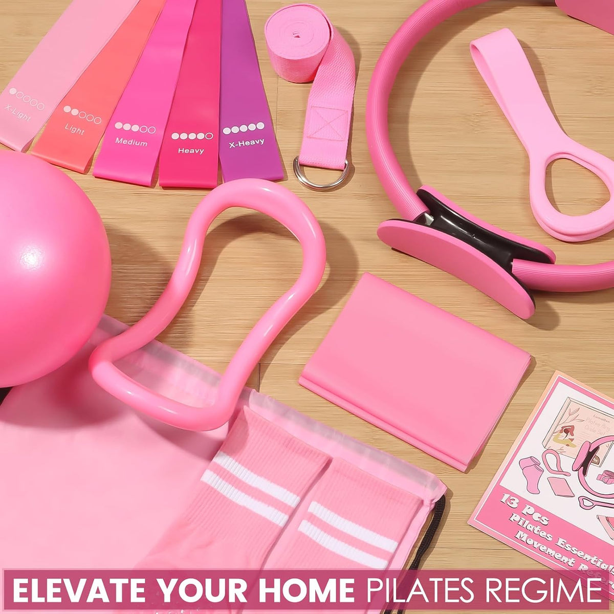 Pilates Kit for Women 13PCS, Pilates Ring Ball Resistance Bands Workout Set