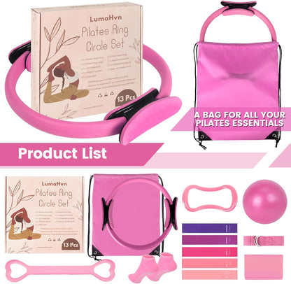 Pilates Kit for Women 13PCS, Pilates Ring Ball Resistance Bands Workout Set