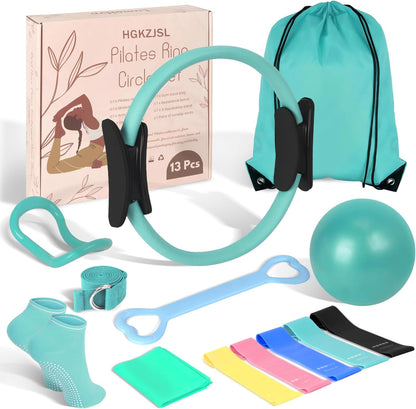 Pilates Kit for Women 13PCS, Pilates Ring Ball Resistance Bands Workout Set