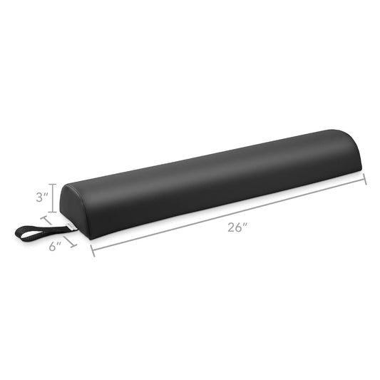 Half Round Massage Table Bolster Pillow Pad - 26 x 6 x 3 Inch - Black