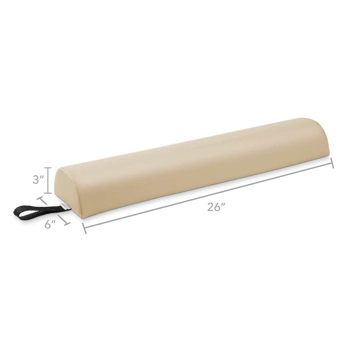 Half Round Massage Table Bolster Pillow Pad - 26 x 6 x 3 Inch - Black