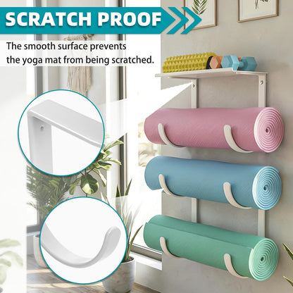 Yoga Mat Holder Wall Mount, No Tying, No Straps