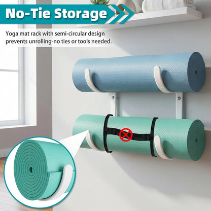 Yoga Mat Holder Wall Mount, No Tying, No Straps