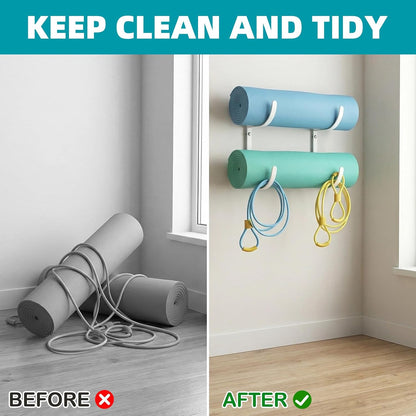 Yoga Mat Holder Wall Mount, No Tying, No Straps