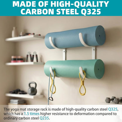 Yoga Mat Holder Wall Mount, No Tying, No Straps