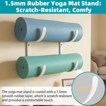 Yoga Mat Holder Wall Mount, No Tying, No Straps
