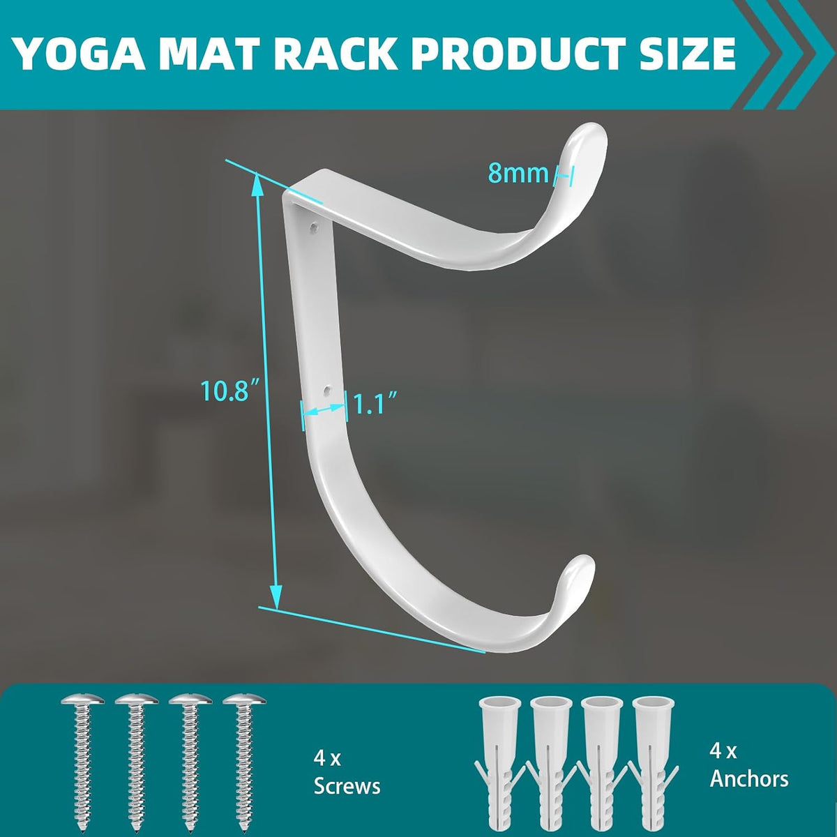 Yoga Mat Holder Wall Mount, No Tying, No Straps