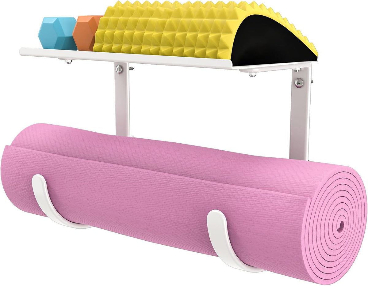Yoga Mat Holder Wall Mount, No Tying, No Straps