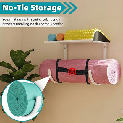 Yoga Mat Holder Wall Mount, No Tying, No Straps