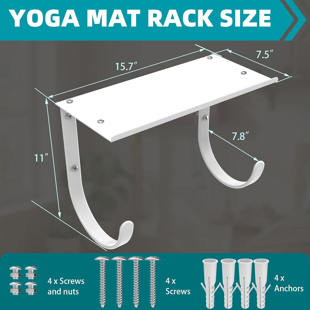Yoga Mat Holder Wall Mount, No Tying, No Straps