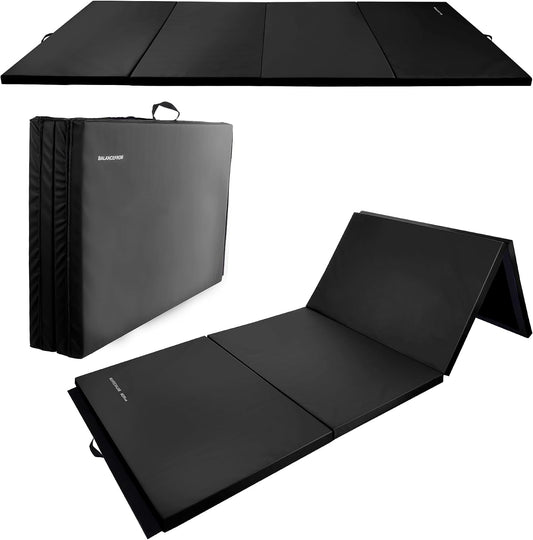 Folding Exercise Gymnastics Mat 4'x8'x2" Gym Workout Mat with Carrying Handles High-Density Portable Fitness Aerobics Mats for Home Gym Yoga Pilates Tumbling MMA Core Training, Multiple Colors