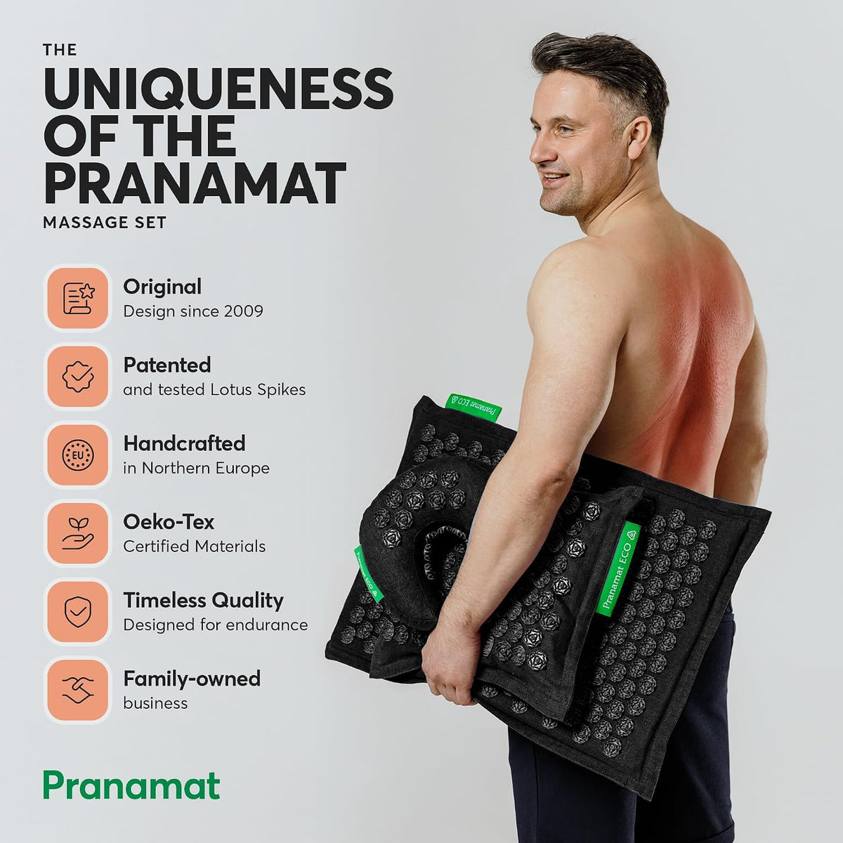 Acupressure Large & Small Mat with Pillow Set, Premium Acupressure Therapy for Pain Relief and Relaxation, Handcrafted in Europe with Sustainable and Natural Materials (Lavander)