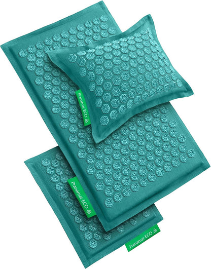 Acupressure Large & Small Mat with Pillow Set, Premium Acupressure Therapy for Pain Relief and Relaxation, Handcrafted in Europe with Sustainable and Natural Materials (Lavander)