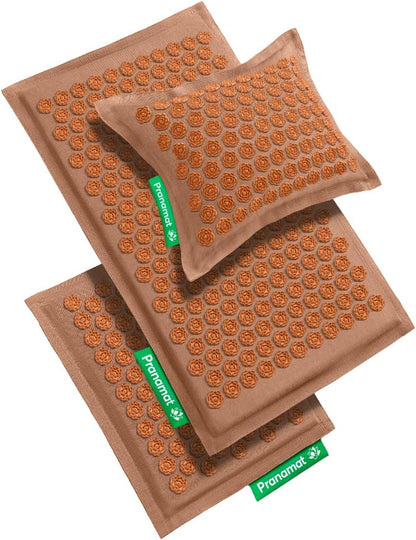 Acupressure Large & Small Mat with Pillow Set, Premium Acupressure Therapy for Pain Relief and Relaxation, Handcrafted in Europe with Sustainable and Natural Materials (Lavander)