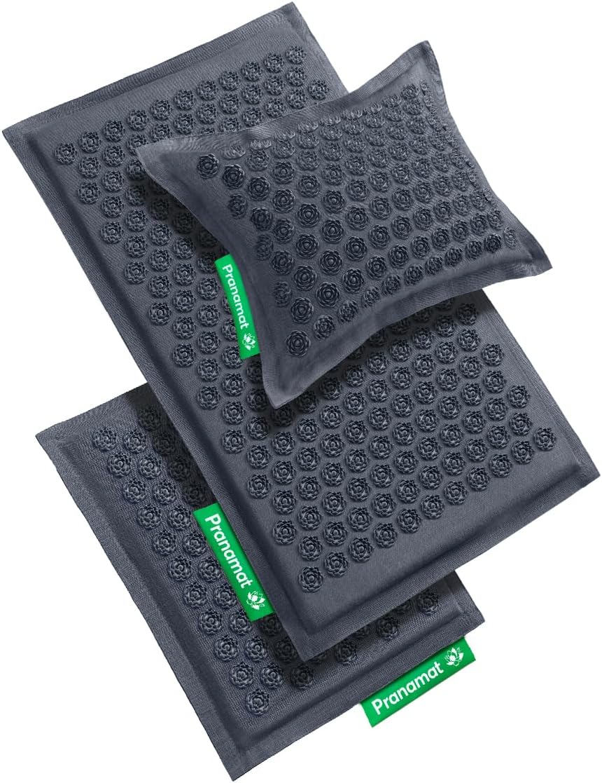 Acupressure Large & Small Mat with Pillow Set, Premium Acupressure Therapy for Pain Relief and Relaxation, Handcrafted in Europe with Sustainable and Natural Materials (Lavander)