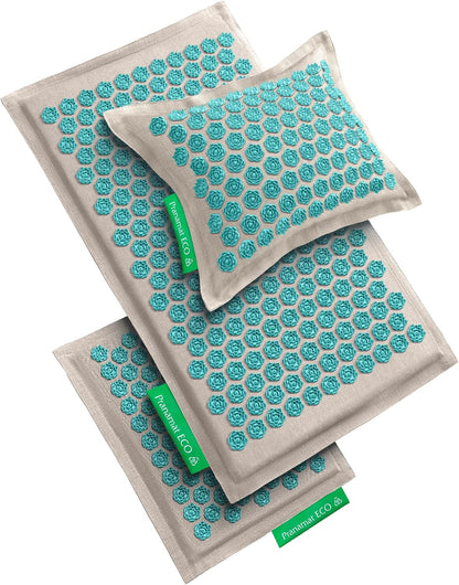 Acupressure Large & Small Mat with Pillow Set, Premium Acupressure Therapy for Pain Relief and Relaxation, Handcrafted in Europe with Sustainable and Natural Materials (Lavander)