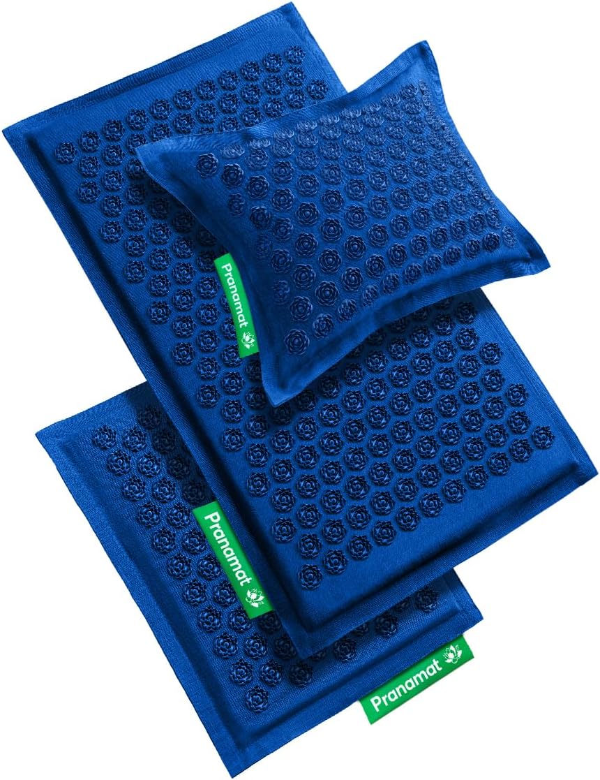 Acupressure Large & Small Mat with Pillow Set, Premium Acupressure Therapy for Pain Relief and Relaxation, Handcrafted in Europe with Sustainable and Natural Materials (Lavander)
