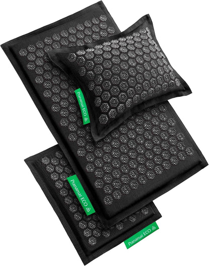 Acupressure Large & Small Mat with Pillow Set, Premium Acupressure Therapy for Pain Relief and Relaxation, Handcrafted in Europe with Sustainable and Natural Materials (Lavander)