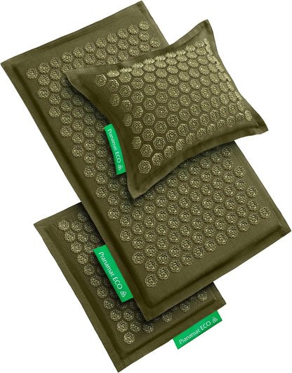 Acupressure Large & Small Mat with Pillow Set, Premium Acupressure Therapy for Pain Relief and Relaxation, Handcrafted in Europe with Sustainable and Natural Materials (Lavander)