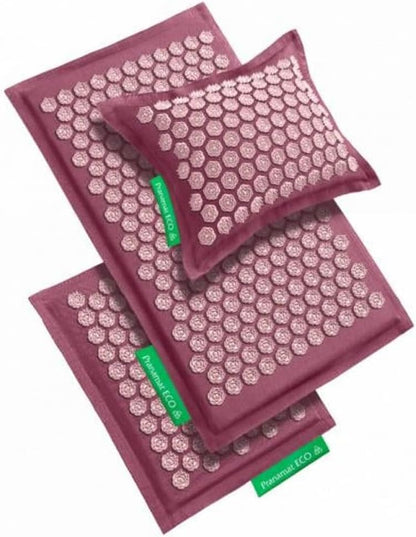 Acupressure Large & Small Mat with Pillow Set, Premium Acupressure Therapy for Pain Relief and Relaxation, Handcrafted in Europe with Sustainable and Natural Materials (Lavander)
