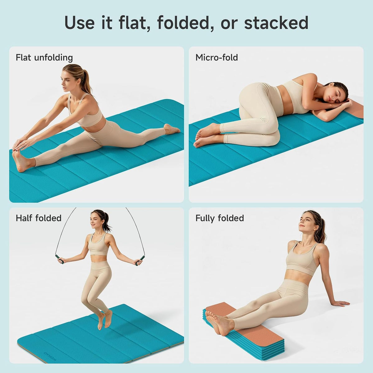 12-Fold POE Yoga Mat 75x26x0.4 Inches