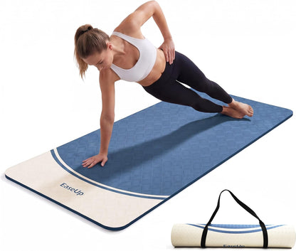 10mm Thick Yoga Mat, 73"×31.5" Extra Wide, Non-Slip with Strap