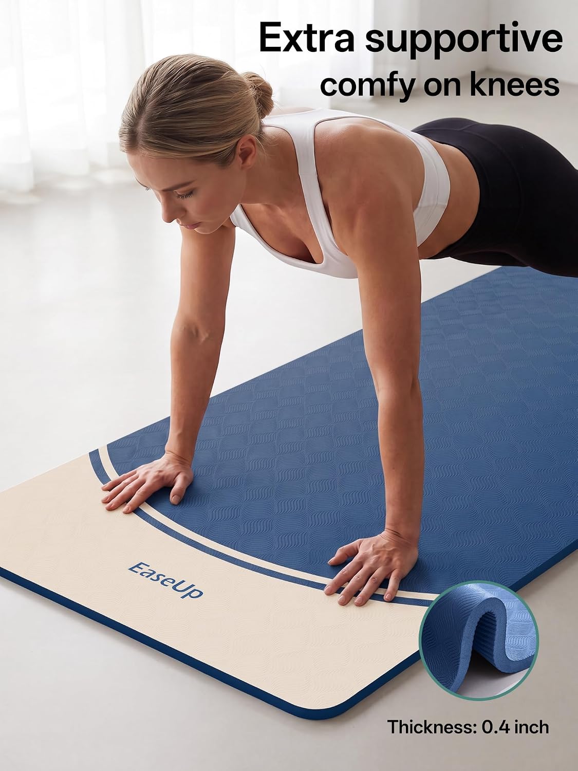 10mm Thick Yoga Mat, 73"×31.5" Extra Wide, Non-Slip with Strap