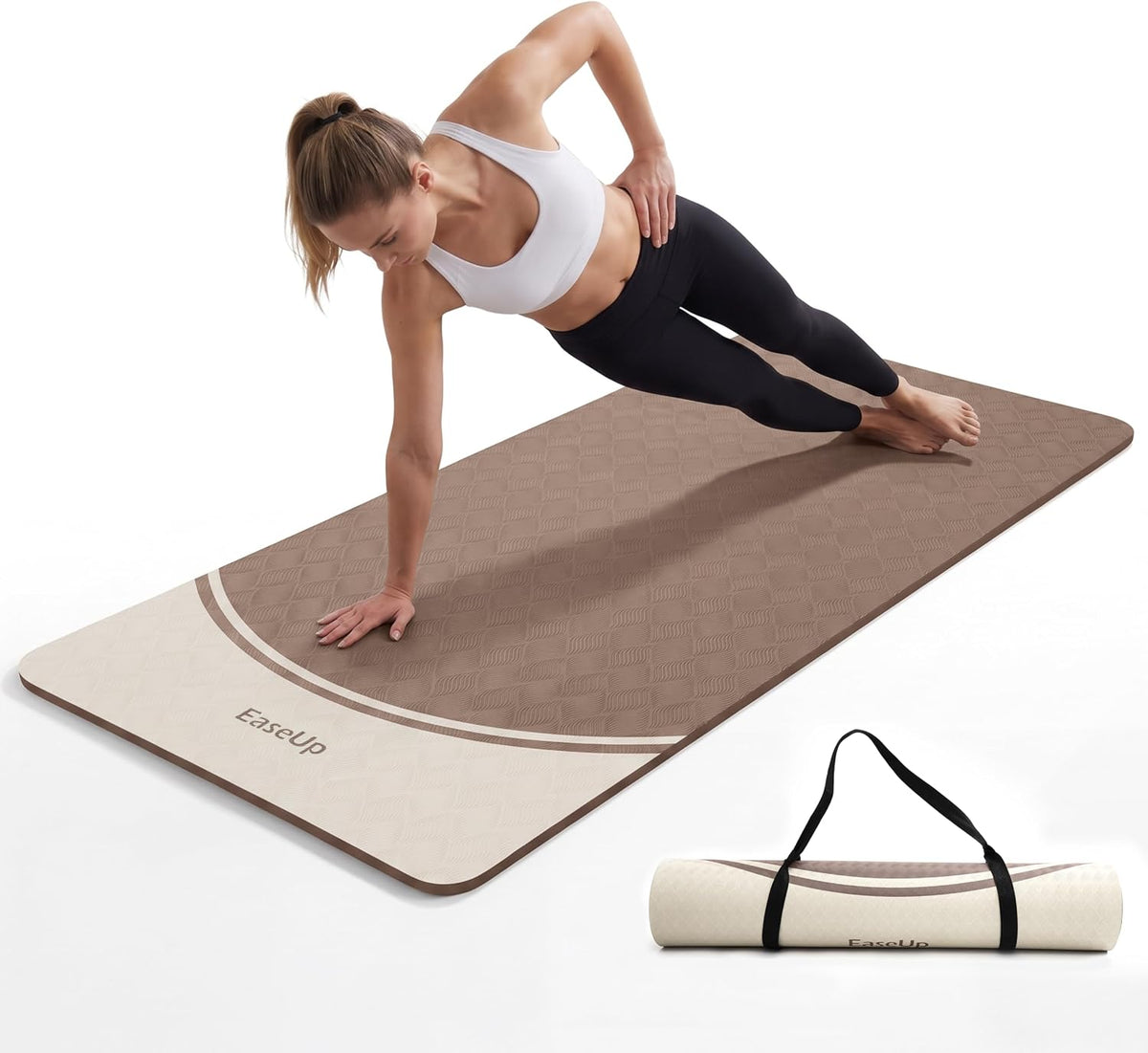 10mm Thick Yoga Mat, 73"×31.5" Extra Wide, Non-Slip with Strap