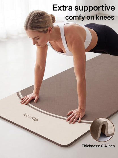 10mm Thick Yoga Mat, 73"×31.5" Extra Wide, Non-Slip with Strap