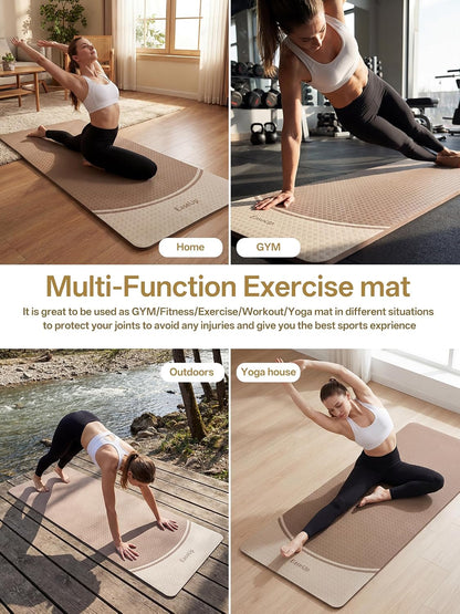 10mm Thick Yoga Mat, 73"×31.5" Extra Wide, Non-Slip with Strap