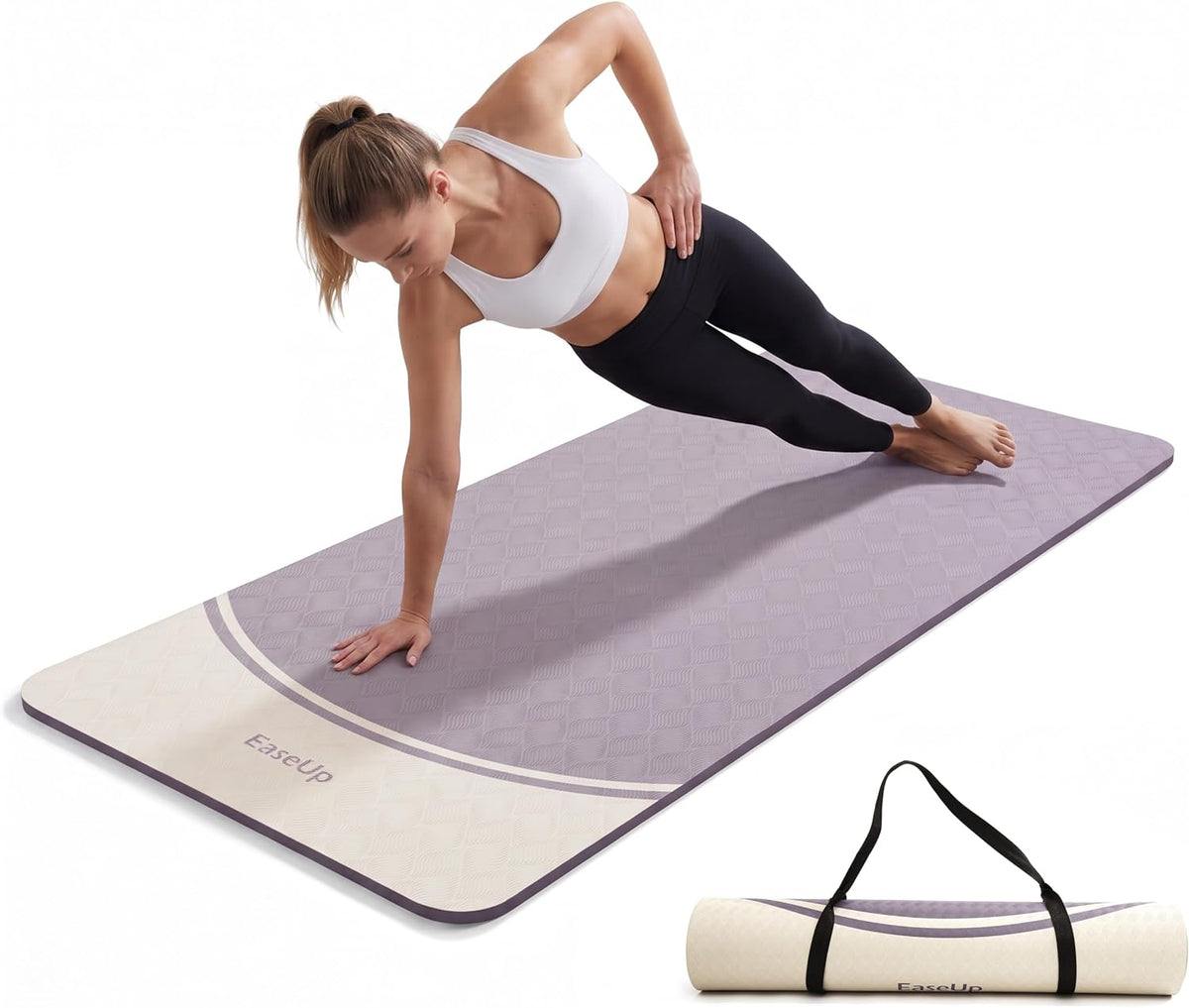 10mm Thick Yoga Mat, 73"×31.5" Extra Wide, Non-Slip with Strap
