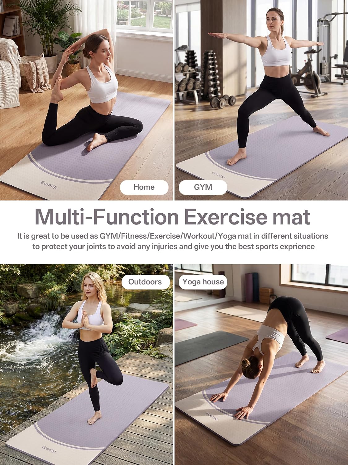 10mm Thick Yoga Mat, 73"×31.5" Extra Wide, Non-Slip with Strap